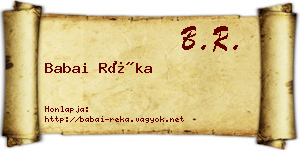 Babai Réka névjegykártya